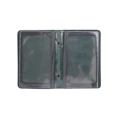 Красива зелена шкіряна обкладинка-органайзер для ID паспорта та інших документів / карт, колекція "Buta Art"