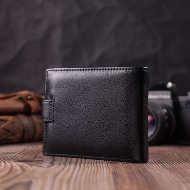 Горизонтальный бумажник среднего размера из натуральной кожи ST Leather 22454 Черный