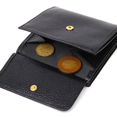 Компактный женский кошелек с вместительной монетницей на кнопке из натуральной кожи Tony Bellucci 22010 Черный