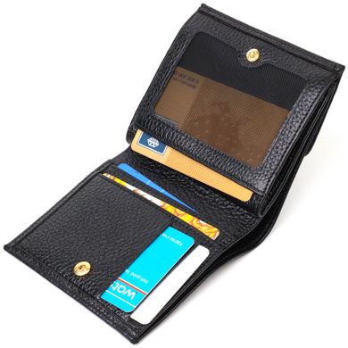 Компактний жіночий гаманець з місткою монетницею на кнопці з натуральної шкіри Tony Bellucci 22010 Чорний