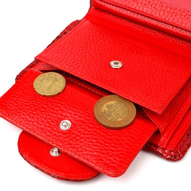 Лакированный женский кошелек из натуральной кожи с тиснением под змею CANPELLINI 21682 Красный