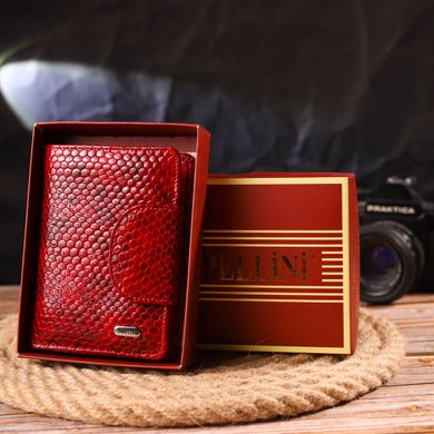 Лакований жіночий гаманець з натуральної шкіри з тисненням під змію CANPELLINI 21682 Червоний