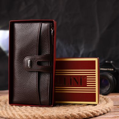 Практичний гаманець із натуральної зернистої шкіри CANPELLINI 21632 Коричневий