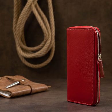 Стильний шкіряний жіночий гаманець на блискавці GRANDE PELLE 11563 Червоний