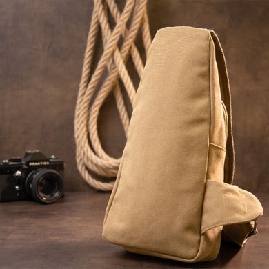 Сумка кросс боди текстильная с эмблемой кожзам Vintage 20564 Песочная