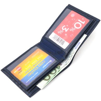 Місткий гаманець для чоловіків у два складення з натуральної шкіри флотар CANPELLINI 21581 Синій
