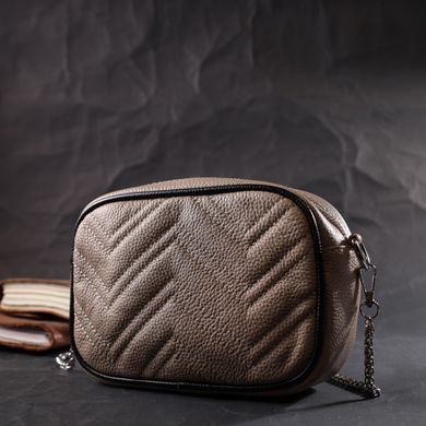 Женская вечерняя сумка на цепочке из натуральной кожи Vintage 22381 Бежевая