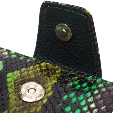 Жіноче фактурне вертикальне портмоне з монетницею на блискавці з натуральної шкіри з тисненням під змію CANPELLINI 21732 Різнокольорове