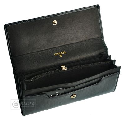 Кожаный кошелек известного производителя CHANEL, Черный