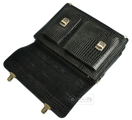 Компактный мужской портфель из кожи с фактурой под крокодила Manufatto