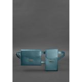 Набір жіночих зелених шкіряних сумок Mini поясна / кроссбоді Blanknote BN-BAG-38-malachite фото
