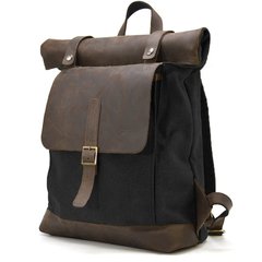 Рол-ап рюкзак зі шкіри та канвас TARWA RGc-5191-3md сірий Коричневий