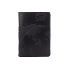 Дизайнерская кожаная обложка для паспорта черного цвета с отделением для карт, коллекция "7 wonders of the world"
