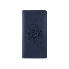 Синій шкіряний гаманець з авторським тисненням, колекція "Mehendi Classic"