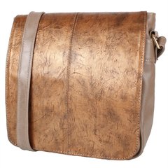 Жіноча шкіряна сумка-почтальонка LASKARA (Ласкарєв) LK-DD223-taupe-gold Сірий