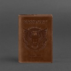 Обкладинка для паспорта з американським гербом, коньяк - коричнева Blanknote BN-OP-USA-ko
