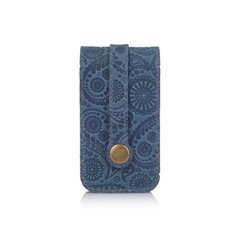 Дизайнерська блакитна ключниця з натуральної матової шкіри, колекція "Buta Art"