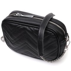 Женская вечерняя сумочка на цепочке из натуральной кожи Vintage 22382 Черная