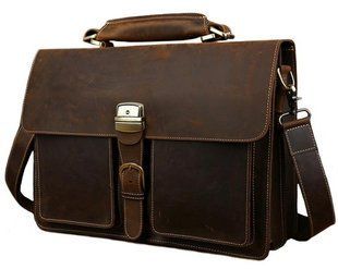 Мужской кожаный портфель TIDING BAG T10315 Коричневый