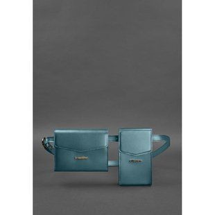 Набор женских зеленых кожаных сумок Mini поясная/кроссбоди Blanknote BN-BAG-38-malachite