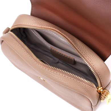 Стильна сумка жіноча з клапаном з натуральної шкіри Vintage 22432 Бежевий