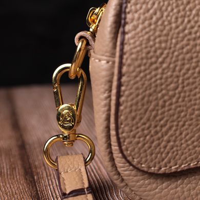 Стильная женская сумка с клапаном из натуральной кожи Vintage 22432 Бежевый