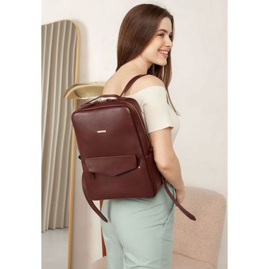Натуральный кожаный городской женский рюкзак на молнии Cooper бордовый Blanknote BN-BAG-19-vin