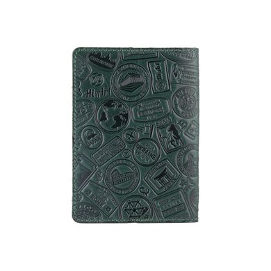 Красивая зеленая обложка для паспорта с художественным тиснением"Let's Go Travel"