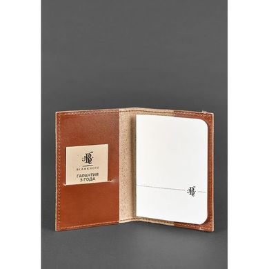 Обкладинка для паспорта 1.0 коричнева, Коньяк (шкіра) + блокнотик Blanknote BN-OP-1-k