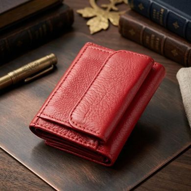 Компактне жіноче портмоне з монетницею із натуральної шкіри ST Leather 22729 Червоний