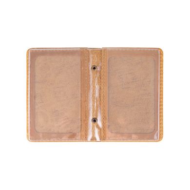 Дизайнерська шкіряна обкладинка-органайзер для ID паспорта / карт, світло жовтого кольору, колекція "Buta Art"