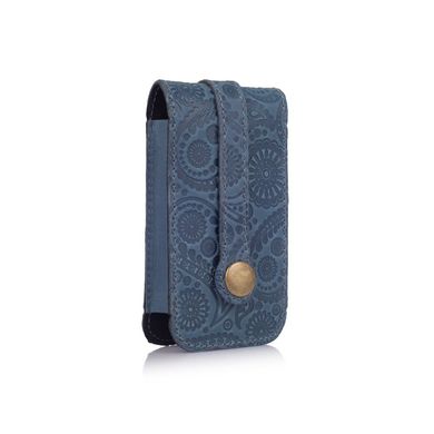 Дизайнерська блакитна ключниця з натуральної матової шкіри, колекція "Buta Art"