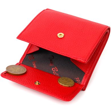 Яркий женский кошелек с вместительной монетницей на кнопке из натуральной кожи Tony Bellucci 22011 Красный
