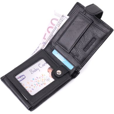 Качественный горизонтальный бумажник из натуральной кожи ST Leather 22455 Черный