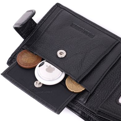 Качественный горизонтальный бумажник из натуральной кожи ST Leather 22455 Черный