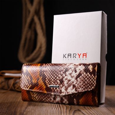 Лакований жіночий гаманець з клапаном із фактурної шкіри під рептилію KARYA 21117 Різнокольоровий