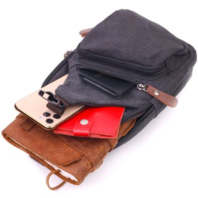Мужская сумка через плечо с USB кабелем текстильная 21221 Vintage Черная