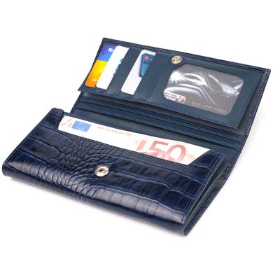 Надійний жіночий гаманець із монетницею із натуральної фактурної шкіри CANPELLINI 21531 Синій