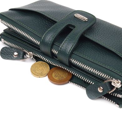 Місткий гаманець з натуральної зернистої шкіри CANPELLINI 21633 Зелений