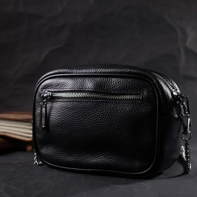 Вечірня жіноча сумочка на ланцюжку з натуральної шкіри Vintage 22382 Чорна