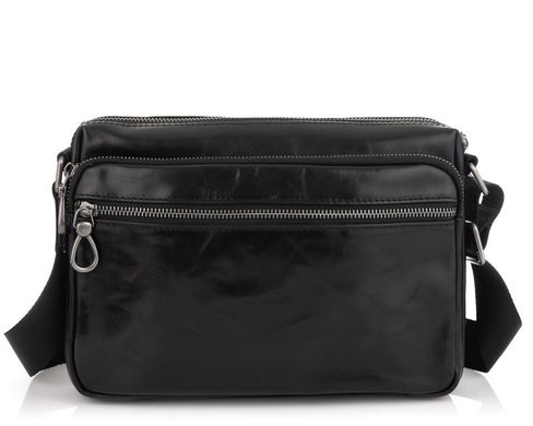 Кожаная сумка через плечо горизонтальная Tiding Bag 1628A Черный
