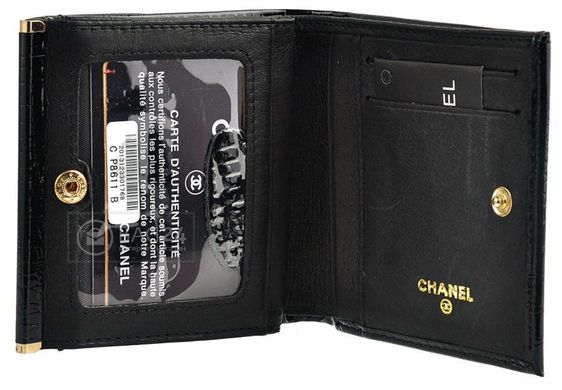 Компактний жіночий гаманець з натуральної шкіри CHANEL, Чорний