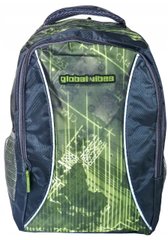 Рюкзак молодежный Paso Global Vibes 19L серый с зеленым
