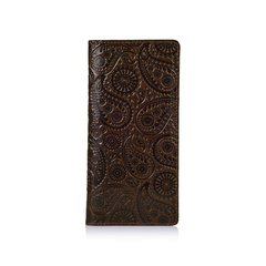 Ергономічний дизайнерський шкіряний гаманець на 14 карт оливкового кольору з авторським художнім тисненням "Buta Art"