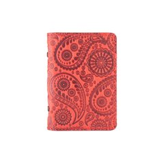 Дизайнерська обкладинка-органайзер для ID паспорта / карт з художнім тисненням "Buta Art", червоного кольору