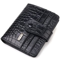 Компактний гаманець з натуральної шкіри з тисненням під крокодила CANPELLINI 21684 Чорний