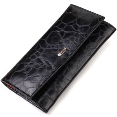Незвичайний жіночий гаманець із натуральної фактурної шкіри CANPELLINI 21834 Чорний