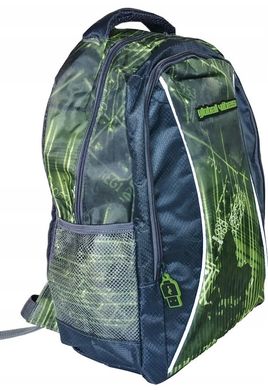 Рюкзак молодежный Paso Global Vibes 19L серый с зеленым