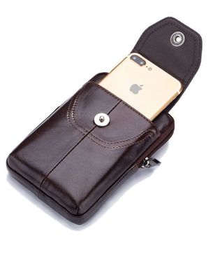 Напоясная сумка-чехол для смартфона T1398 Bull из натуральной кожи Коричневый