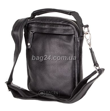 Удобная мужская сумка-барсетка из натуральной кожи 1442a flat, Черный